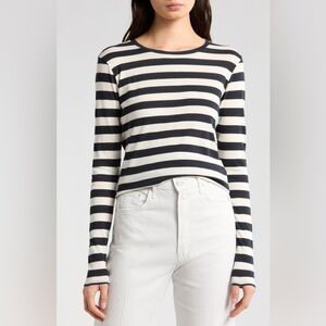 Nili Lotan Striped Long Sleeve Cotton Shirt